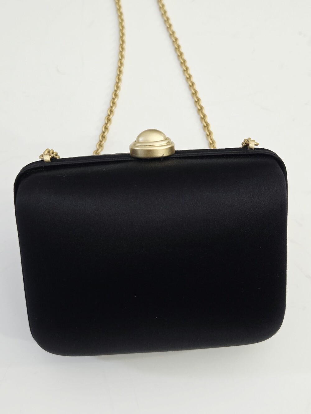 VINTAGE BARRY KIESELSTEIN-CORD BLACK SATIN EVENING BAG CLUTCH WITH ALLIGATOR - Picture 5 of 9